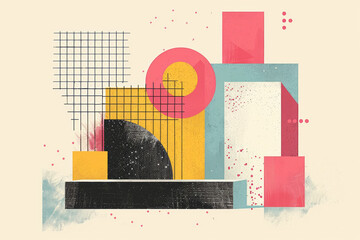 Poster - Minimalist vector illustration featuring delicate pastel geometric designs,