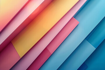 Poster - Delicate and thin geometric shapes in pastel tones, creating a minimalist vector pattern,