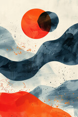 Poster - Minimalist geometric vector design with soft pastel hues and thin lines,