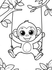 Fun, cute monkey coloring page for kids