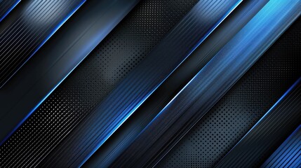 Poster - Clean and modern soft tech diagonal background with abstract blue and black light pattern gradient, accented by sleek metal texture.