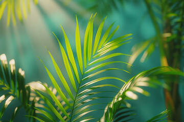 Poster - Line up banner with a green palm, world's best winner, close-up, aesthetically pleasing,