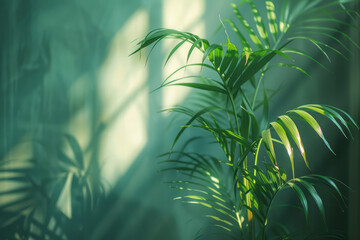 Poster - Close-up of a banner with a green palm, best winner in the world, ultra-high resolution, aesthetically pleasing,
