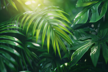 Poster - Aesthetically pleasing banner featuring a green palm, best in the world winner, close-up,
