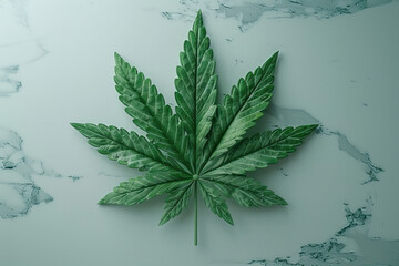 Poster - Marijuana leaf with oil extract in photorealistic style, complex details, vibrant colors,