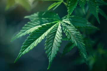 Poster - Intricately detailed marijuana leaf with oil extract, photorealistic, bright natural colors,