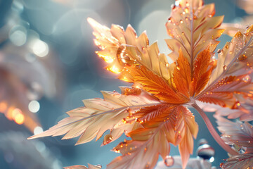 Poster - Marijuana leaf with oil extract, photorealistic and intricate, vibrant hues,