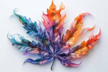 Poster - Marijuana leaf with oil extract, photorealistic and intricate, vibrant hues,