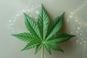 Poster - Intricate and photorealistic marijuana leaf with oil extract, vibrant natural colors,