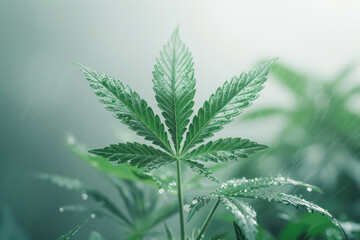 Poster - Detailed and photorealistic marijuana leaf with oil extract, bright colors,