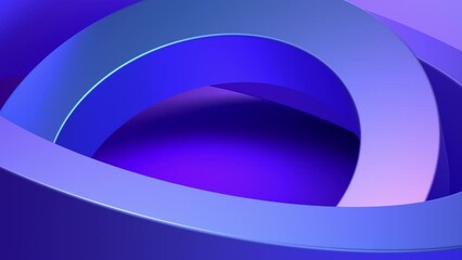 Poster - Abstract animation, purple and blue colored rotating rings, background design, 4k seamless looped video, 3d render