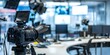 © Anastasiia - A quiet newsroom filled with empty desks and cameras poised for breaking news. Concept Newsroom, Quiet, Empty Desks, Cameras, Breaking News