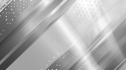 Poster - Modern abstract background with white and silver light patterns on a gray gradient backdrop, featuring soft tech diagonal elements and metal textures.