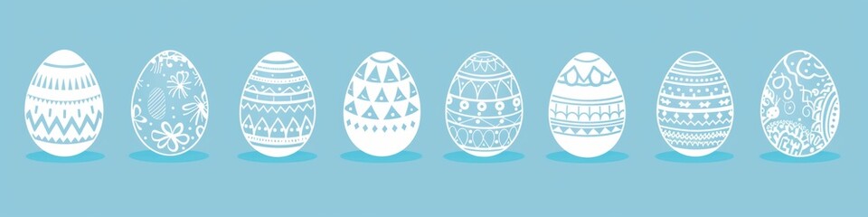 Wall Mural - web banner. vector illustration of easter eggs with various colors and pattern designs.
