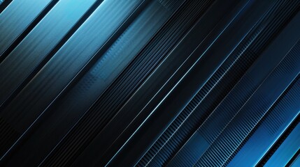 Poster - Sleek diagonal background with abstract blue and black light pattern gradient, offering a modern touch with metal texture.