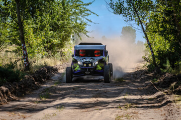 Poster - Cool view on UTV, 4x4 off-road vehicle in summer. Amateur competitions