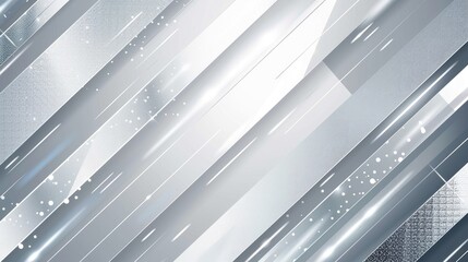 Poster - Sleek, modern abstract background with white and silver light patterns on a gray gradient backdrop, incorporating soft tech diagonal elements and metal textures.