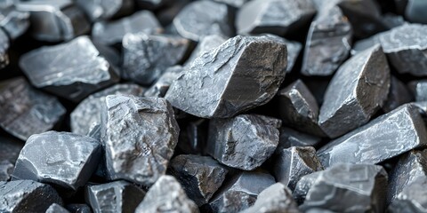 Detailed closeup of nickel ore specimens highlighting their metallic characteristics. Concept Mineral Photography, Nickel Ores, Metallic Specimens, Detailed Closeups, Geology Exploration