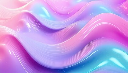 Wall Mural - Abstract background 3D, shiny plastic waves with purple blue textures and lights interesting lustrous liquid wavy texture, 3D render illustration
