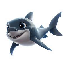 Wall Mural - A cartoon shark with a big smile on its face