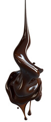 Melted chocolate pouring, isolated, no background