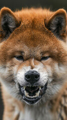 Wall Mural - A dog with a big mouth and a fierce look on its face, waiting for its victim