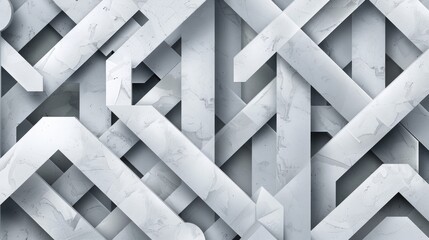 Poster - Abstract geometric pattern in white and grey hues, creating an elegant and contemporary background for visual content