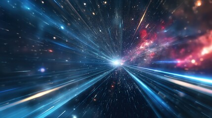 Wall Mural - Space and Galaxy light speed travel lines, motion view forward