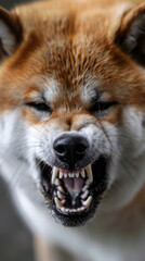 Wall Mural - A cruel dog with a very angry expression on its face