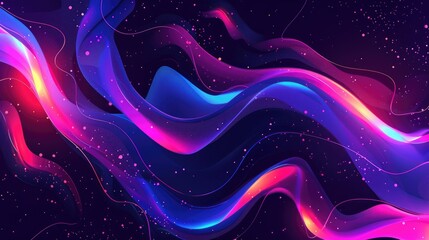 Wall Mural - Craft a dynamic Big Neon Wave Background adorned with captivating shapes AI generated