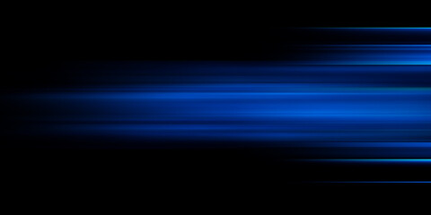 Wall Mural - Acceleration speed motion on night road. Light and stripes moving fast over dark background. Abstract blue Illustration