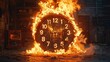 © Igal - Time is urgency burns hot, fueled by an alarm blaze and rush hour pressure. illustration images