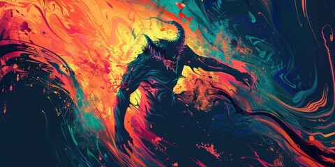 Wall Mural - Infernal Demon in a Blaze of Fire