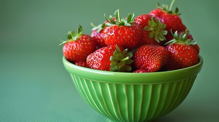 Strawberries and berry in a green bowl