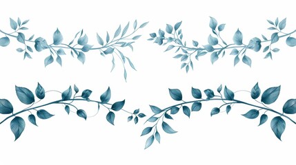 Wall Mural - Nature floral vine line divider decoration modern element for text layouts