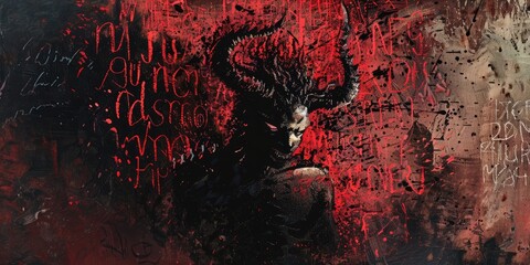 Poster - Dark Demon with Fiery Horns