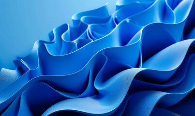 Poster - Abstract Blue 3D Undulating Lines - Dynamic Fluid Wave Renders with Copy-Space for Graphic Design, Modern Backdrop, Technology, Art Projects, and Digital Presentations