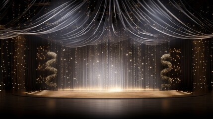Poster - A dazzling array of flashing LED lights illuminates a grand award stage, creating a mesmerizing backdrop for a momentous ceremony.