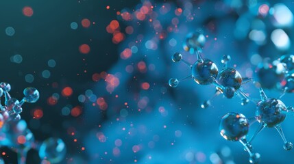 Wall Mural - glass molecules illustrated in 3d. atomic connections. abstract science background.