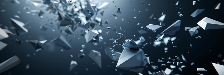 Poster - Design digital technology concept with abstract polygonal shapes on dark blue background. 3D illustration of the concept.