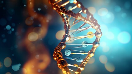 Poster - A dynamic animation of a digital DNA molecule, its structure interacting with genetic research tools, showcasing the power of science to unravel the mysteries of life.