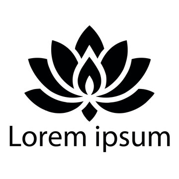 A black yoga lotus  logo on white simple background
