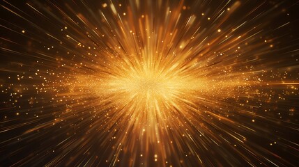 Fototapete - A hypnotic abstract background with radiant gold particles radiating outwards from a central point.