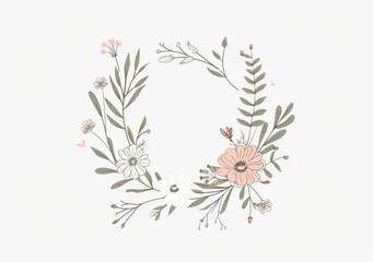  Floral frame. Elegant vintage wreath. Logo template.Modern illustration botanical decoration elements for labels, branding, business identities, wedding invitations, greeting cards.