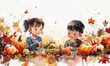© Olexiy Vasilyuk - when is thanksgiving 2024 Digital illustration, white background, watercolor style