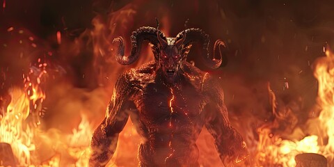 Wall Mural - Demonic Overlord in a Fiery Landscape