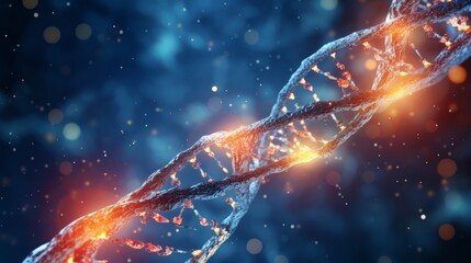 Poster - A mesmerizing animation of a digital DNA molecule, its structure enveloped in a network of neural connections, emphasizing the link between genetics and brain function.