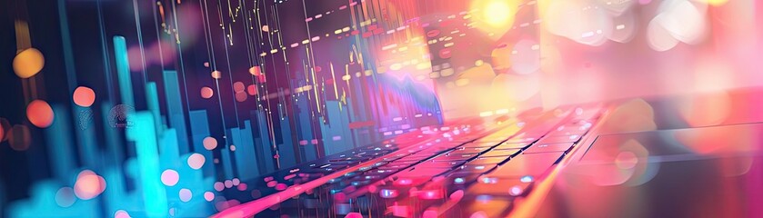 Aufkleber - Abstract colorful light and data graph background depicting technological advancement, innovation, and growth. Perfect for tech concepts.
