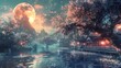 © Rikkya - Dream and fairy flying moon Chinese style elegance, peach blossom