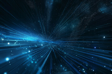 Poster - Blue luminous lines technology spatial sense abstract Internet speed background